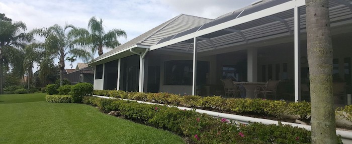 Panoramic view screen pool enclosure at home on Timberlakes Dr. SW, Fort Myers 33908