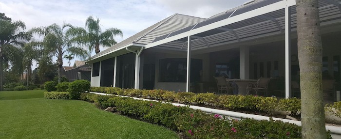 Panoramic view screen pool enclosure at home on Timberlakes Dr. SW, Fort Myers 33908